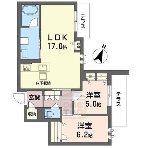 ハムステッドアレー(2LDK/1階)の間取り写真