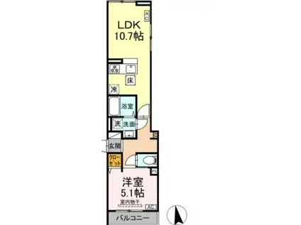 セレスティア豊島N B棟N(1LDK/2階)の間取り写真