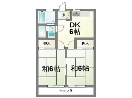 ゴールドハイツ(2DK/2階)の間取り写真