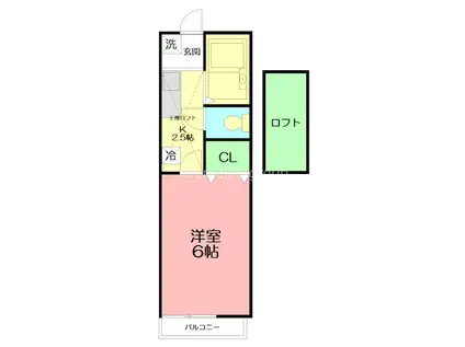 ベルビュー湘南(1K/1階)の間取り写真