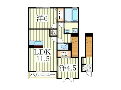 アルプス(2LDK/2階)の間取り写真