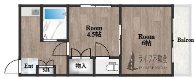 カーザ寿(2DK/3階)の間取り写真