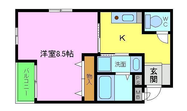 ブリックメゾン金剛(1K/2階)の間取り写真