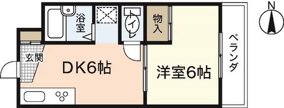 クレストビュー長束(1DK/1階)の間取り写真