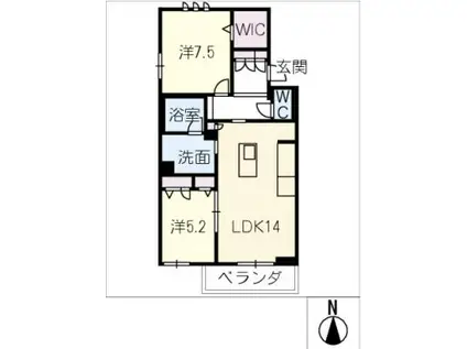リオリエントオーヴィル(2LDK/2階)の間取り写真