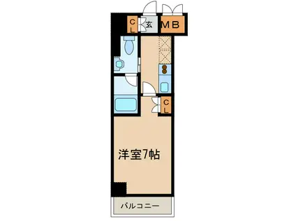 フローライト徳川(1K/2階)の間取り写真