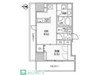 エスタート入谷II(1LDK/5階)の間取り写真