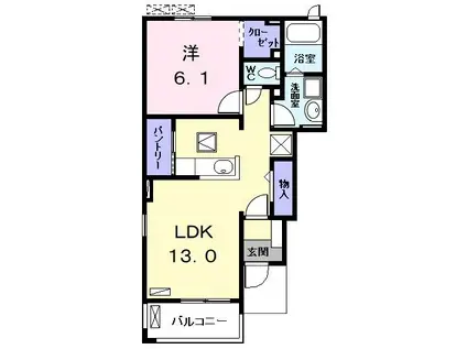 ラヴァーズ E(1LDK/1階)の間取り写真