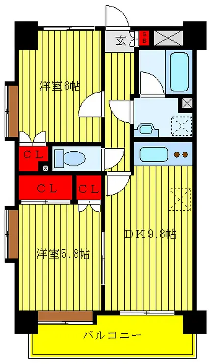 パークサイドハイツタケノヤ 2階階 間取り