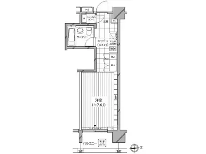 カスタリア麻布十番七面坂(ワンルーム/2階)の間取り写真