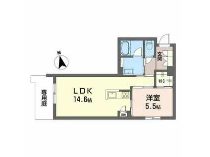 リバーサイドクレド(1LDK/1階)の間取り写真