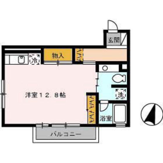 ストゥーディオ雅B棟(ワンルーム/2階)の間取り写真
