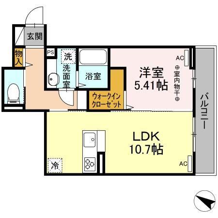 コンフォート下小鳥(1LDK/2階)の間取り写真