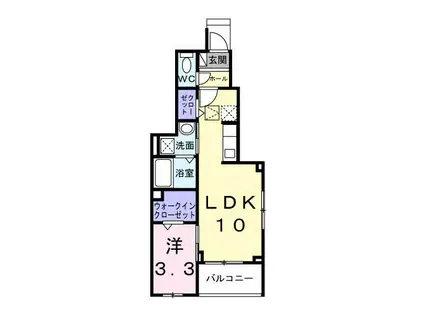 グラン・シャトー武蔵嵐山B(1LDK/1階)の間取り写真