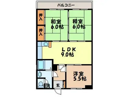 アールグレイマンション岩屋(3LDK/4階)の間取り写真