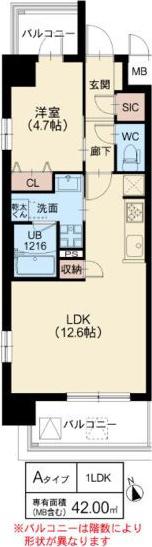 スプランディッドVIII(1LDK/4階)の間取り写真