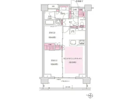 ディームス東陽町(2LDK/5階)の間取り写真