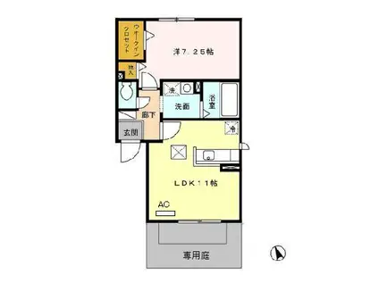 WILL EXCEL A(1LDK/1階)の間取り写真