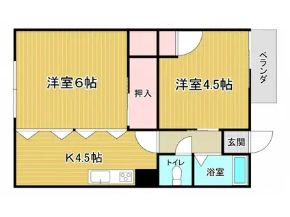 白島田村ビル(2K/3階)の間取り写真