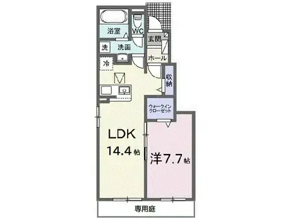 クレイドル下斎田C(1LDK/1階)の間取り写真