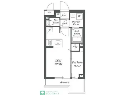 ブランシエスタ用賀(1LDK/4階)の間取り写真