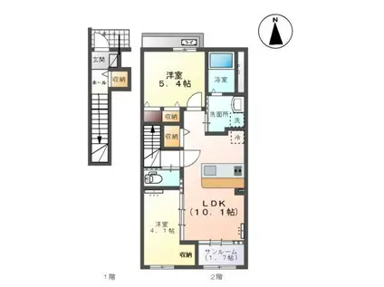 クレスト蓮(2LDK/2階)の間取り写真