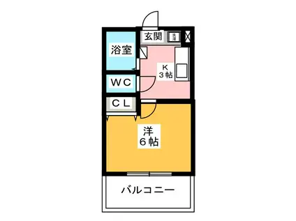 クレア北浦和(1K/4階)の間取り写真