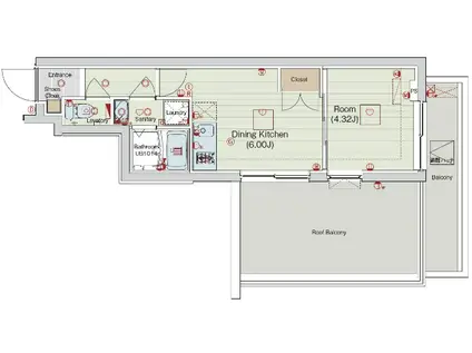 セリュークス田園調布南(1DK/5階)の間取り写真
