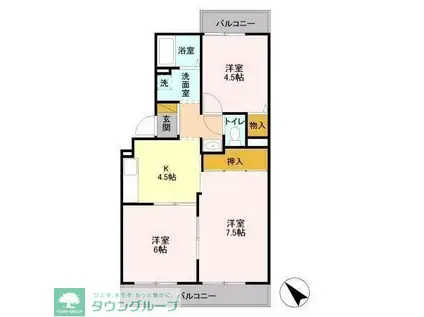 ボア・クレールB(3K/2階)の間取り写真