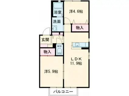 PROSPERE II(2LDK/2階)の間取り写真