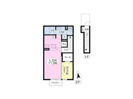 イーリスB(1LDK/1階)の間取り写真