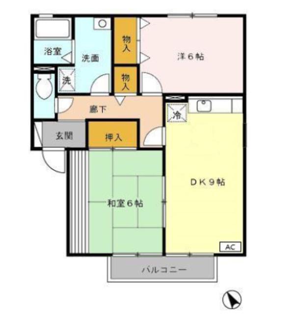 ガーデンコートK A(2DK/2階)の間取り写真