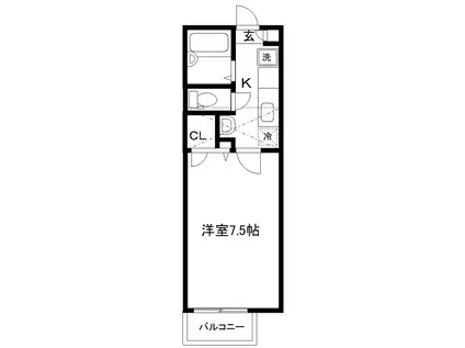 ロングラン千代田町A棟(1K/1階)の間取り写真