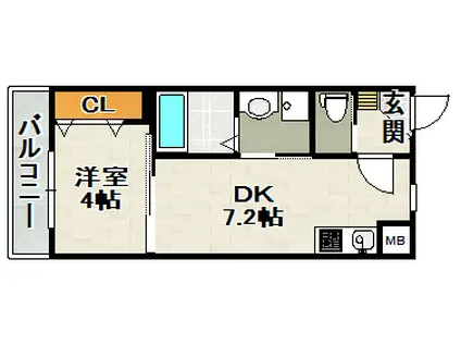 シェリル清荒神(1DK/1階)の間取り写真