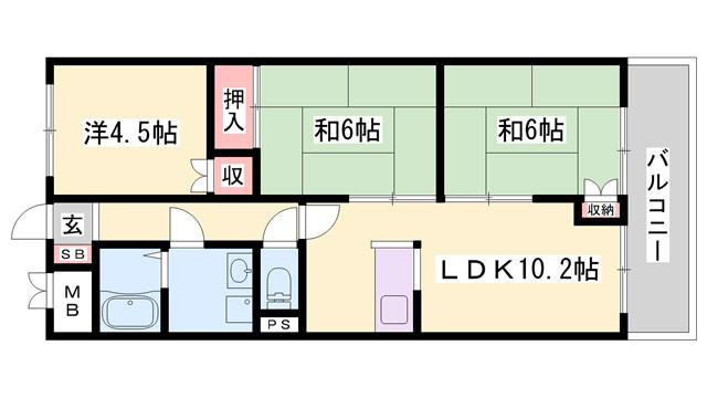 ラ グレイス姫路(3LDK/4階)の間取り写真