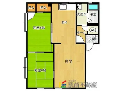 メゾンフォーレ大利B棟(2LDK/1階)の間取り写真