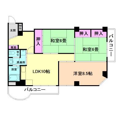 フェニックス箕面(3LDK/1階)の間取り写真
