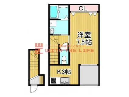 アレイX(ワンルーム/2階)の間取り写真