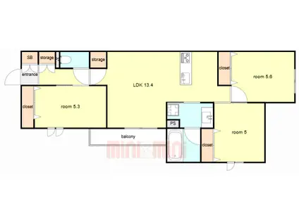 ヘーベル ロシュ8(3LDK/3階)の間取り写真