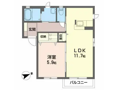EKハイツ(1LDK/2階)の間取り写真