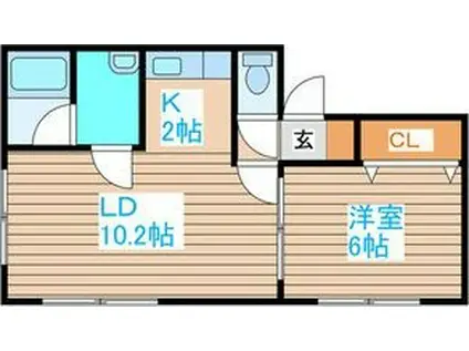 ラ・グラースアンザイ(1LDK/2階)の間取り写真