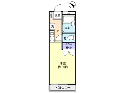 GREEN HILL(1K/2階)の間取り写真
