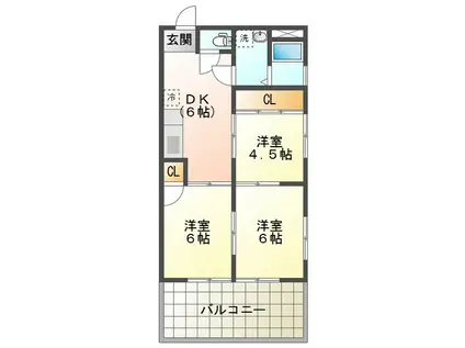 日永久志本ビル(3DK/3階)の間取り写真