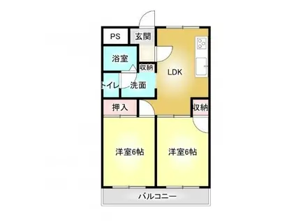 アーバンコート泉宮(2DK/1階)の間取り写真