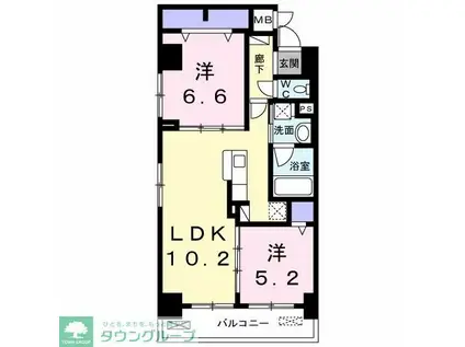 ヴィア・ラッテア(2LDK/7階)の間取り写真