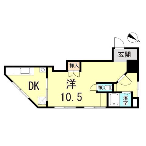 稗原マンション(1DK/4階)の間取り写真