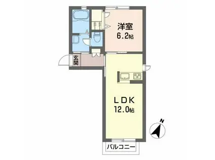 ブラン・ドールB(1LDK/2階)の間取り写真