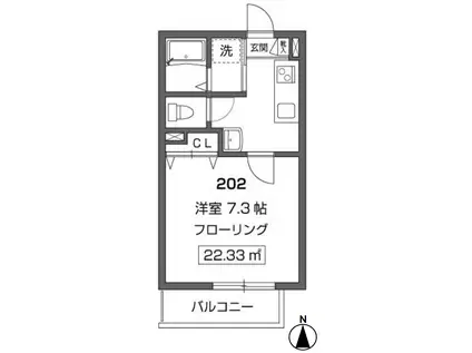 BLUE MERLE(1K/2階)の間取り写真