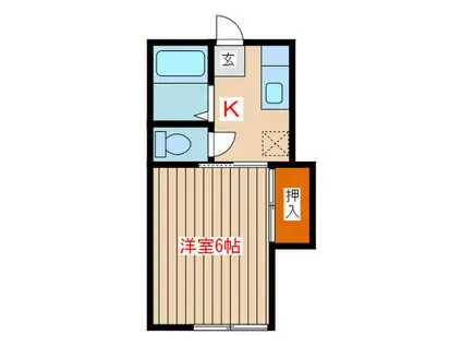 コーポSUN(1K/2階)の間取り写真