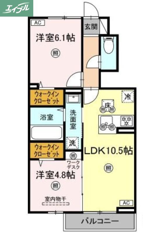 セレスト ブルー(2LDK/1階)の間取り写真
